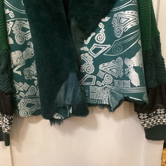 SHEARLING SHEEPSKIN green printed jacket - Picture 3 of 8